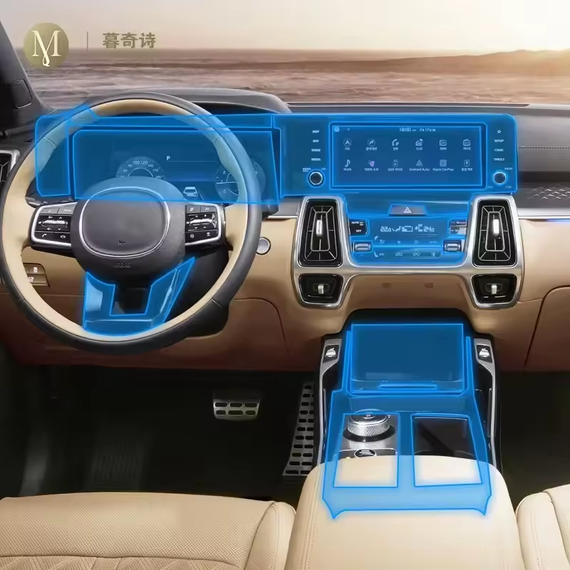 For Kia Sorento MQ4 2021-2024 Car Interior center console transparent PPF film TPU protective film anti scratch accessory set