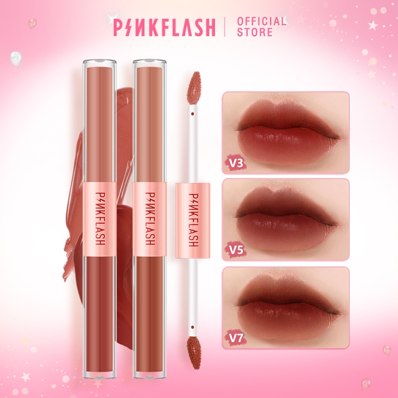 【Ready Stock】PINKFLASH #DoubleSense 2 In 1 Dual-ended Liquid Matte Lipstick Velvet Liptint Lightweight High Pigment Lasting Beauty Makeup Cruelty-free PF-L13