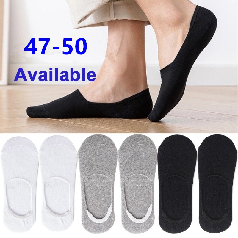Mens Big Size Low Cut Cotton Invisible No Show Liner Socks With Anti-Slip