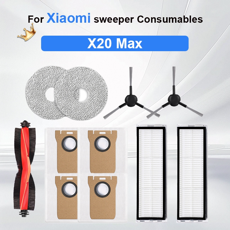 For Xiaomi Sweeping Robot X20 Max/X20 PRo Vacuum Robot Accessories Rolling Brush Filter Wipes Dust Bag Consumables