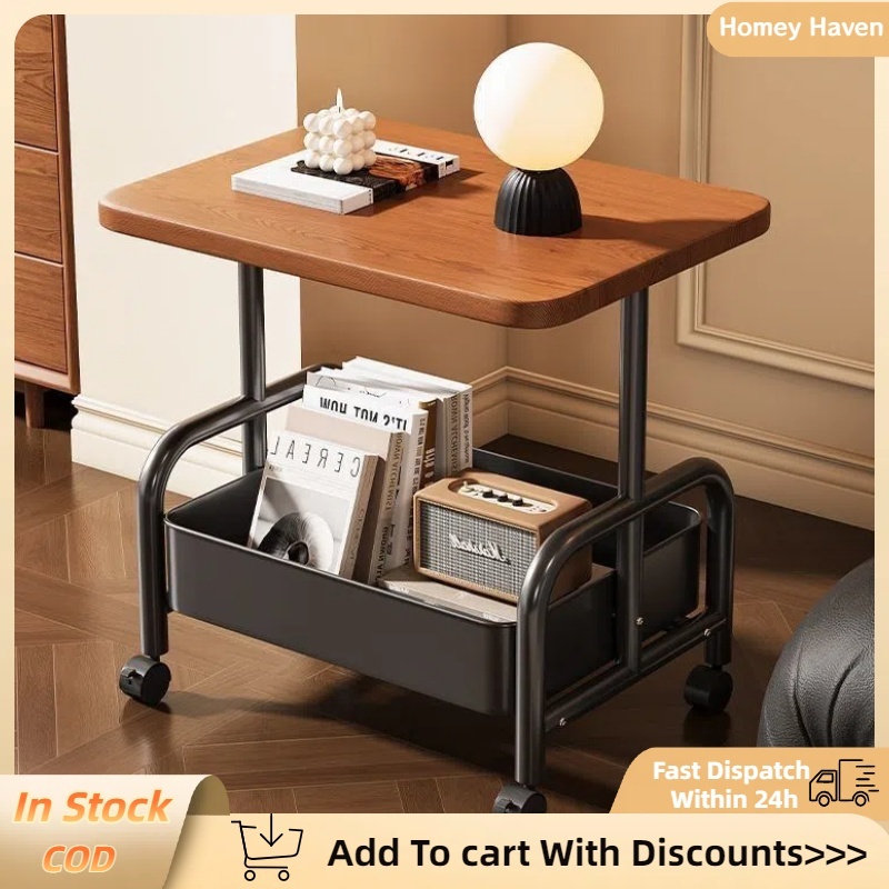 Vintage Small Cart Simple Coffee Table Home Bedroom Living Room Bedside With Wheels Storage Rack Creative Coffee Table