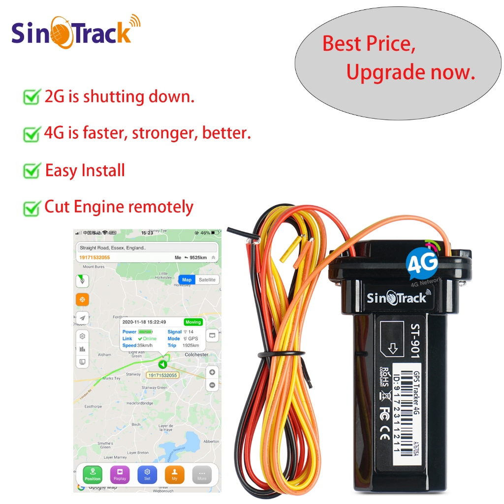 SinoTrack Mini Waterproof 4G Motor GPS tracker ST-901L Original For Car Motorcycle Truck Vehicle Tracking Device Real time with No Monthly fee System