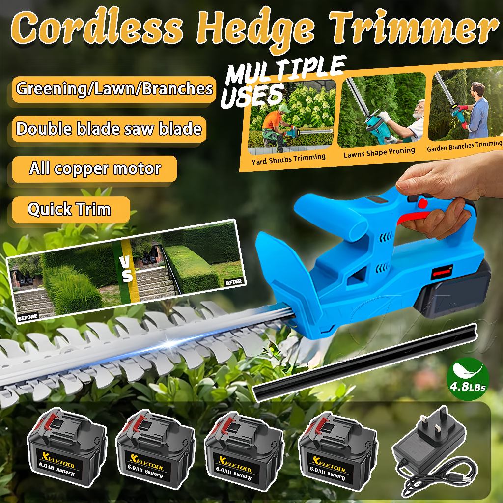 Electric Cordless hedge Trimmer 22inch mesin trim pokok bunga tree trimmer Two-Cut Blade cordless hedge trimmer mesin potong mesin potong rumput mesin potong pokok