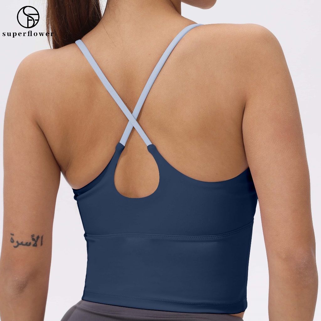 SUPERFLOWER Women's High Stretchable Yoga Vest Sports Fitness Top with fixed Chest Pads