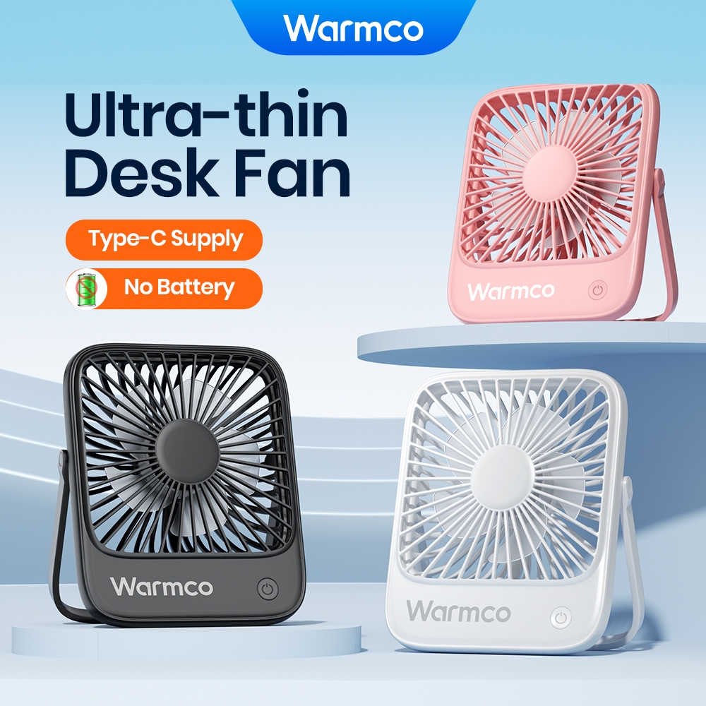 Warmco USB Desk Fan USB C Corded Powered Personal Fan Strong Airflow Quiet Operation 3 Speeds Wind Small USB Desktop Fan With 180° Tilt Folding for Office Table Home