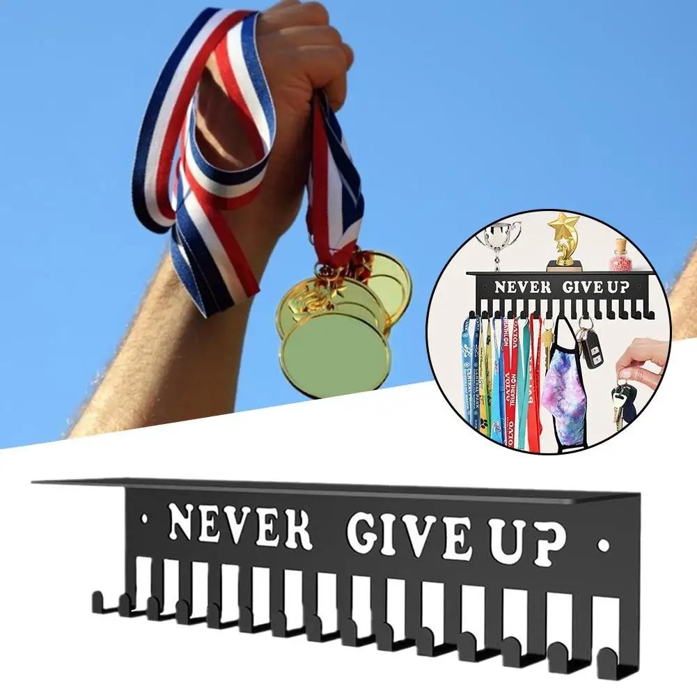 Metal Medal Display Hanger With 15 Hooks / Trophy Medal Display Stand / Trophy Plate Display Stand / Wall-Mounted Medal Hook