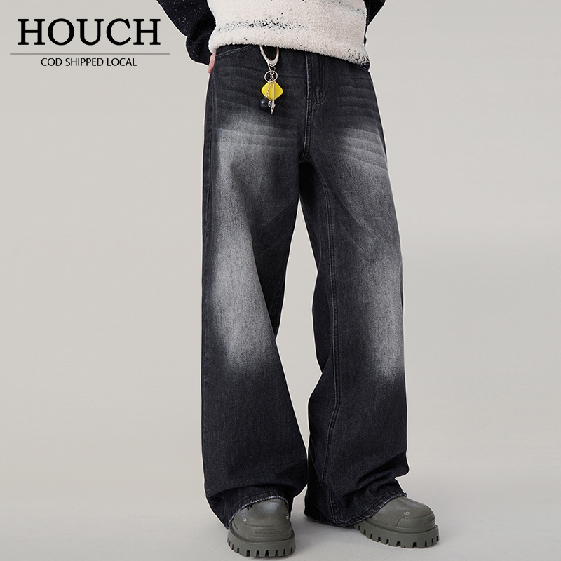 HOUCH COD Wide Leg Straight Cut Causal Loose Denim Baggy Jeans