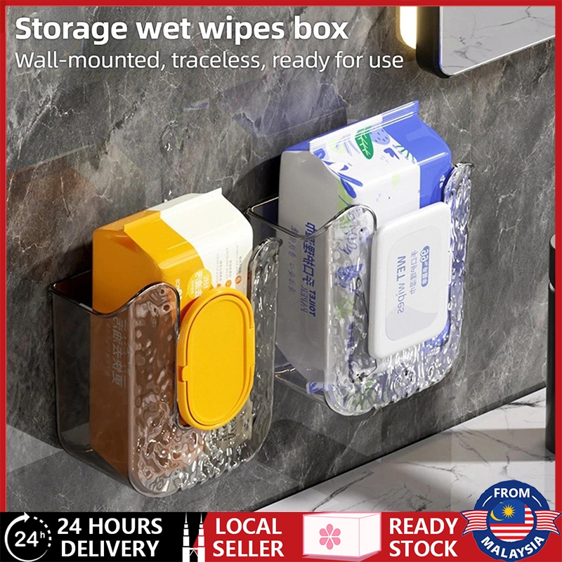 [Local Shipment] 2PCS Kitchen Wipes Storage Box Easy To Remove Wipes Wall Mounted Tissue Box Upside Down Punch Free Napkin Container Self-adhesive Plastic Storage Box