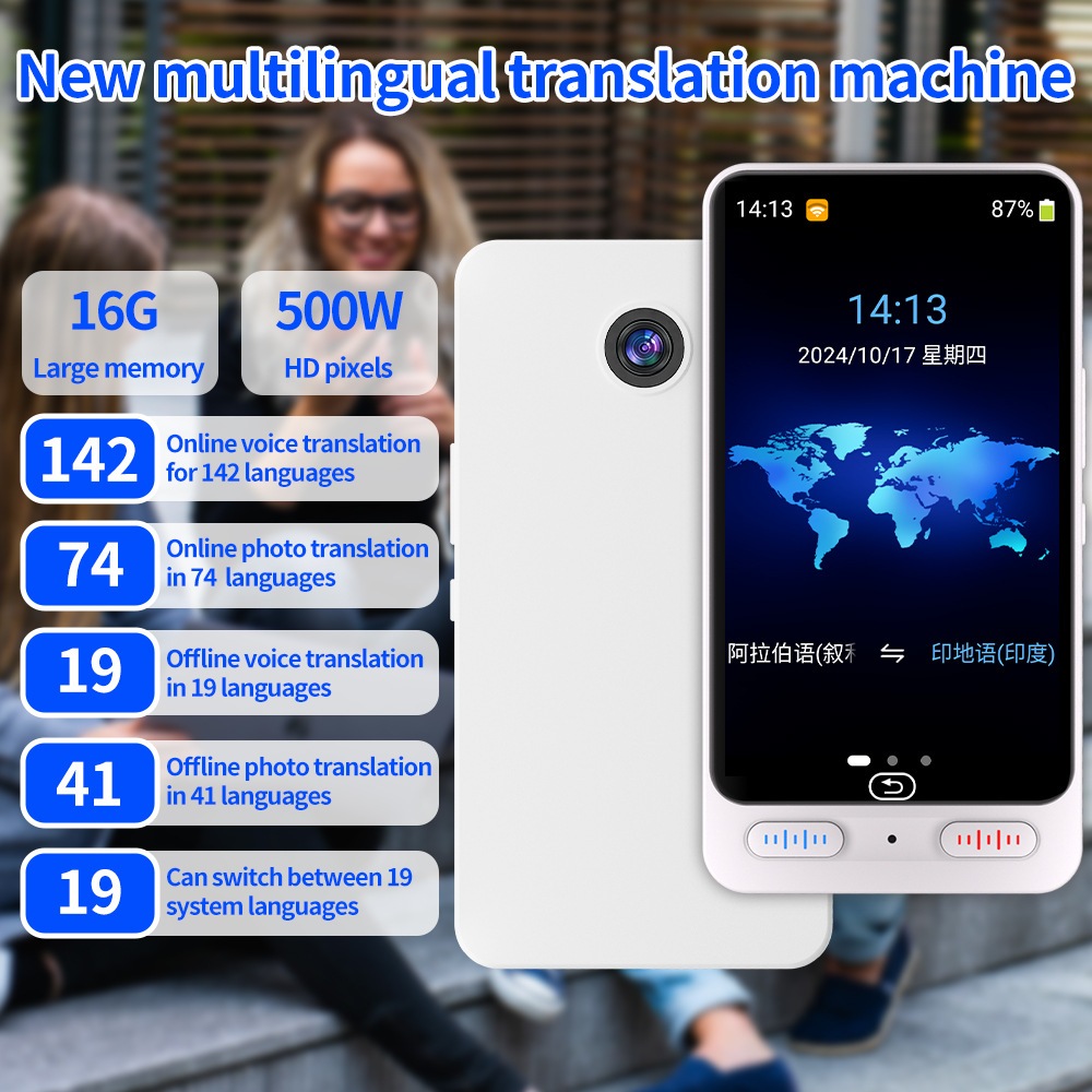 142 Multi-language 2-way Translator M01Pro Support Voice Recording & Photo Translate WIFI ChatGPT Online/Offline Translation