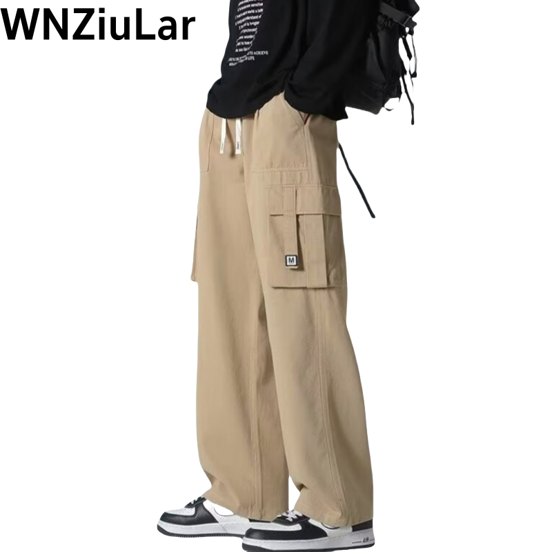 WNZIuLar Men's Cargo pants kargo pants trend straight cut casual pants  seluar kargo lelaki kerja