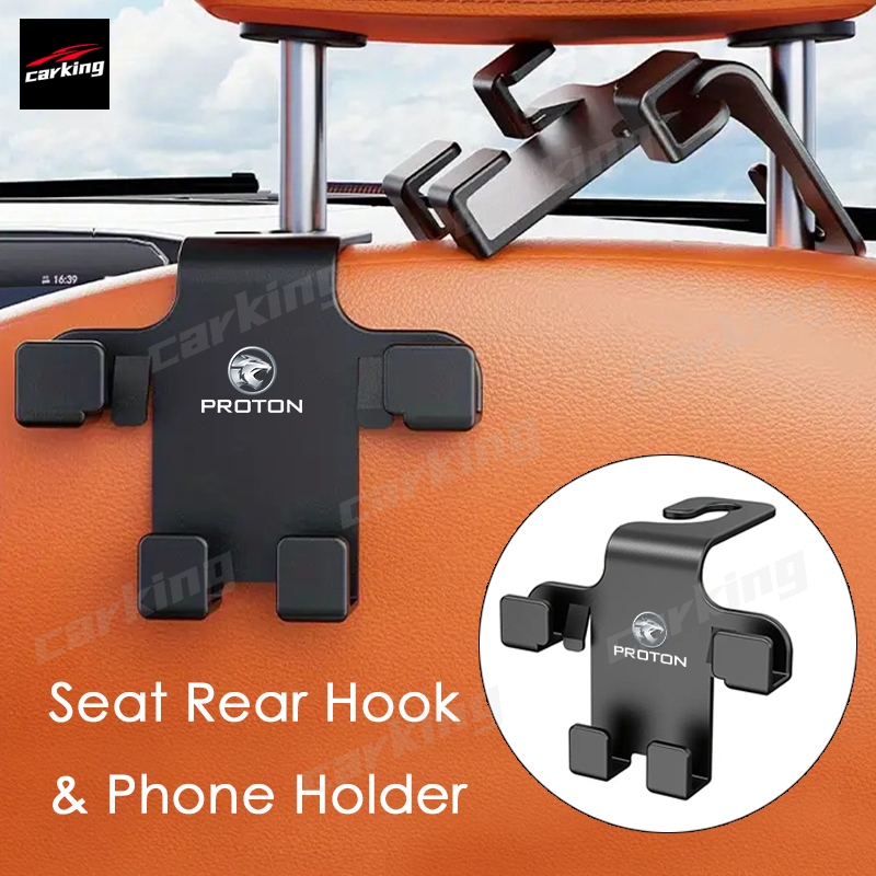 Proton Logo Car Seat Hanger Car Seat Rear Hook Car Headrest Hooks Mobile Phone Holder Hook Kereta Accesories for Proton X70 Saga X50 X90 S70 Persona Exora Iriz Preve Satria Ertiga Wira Waja Preve Satria