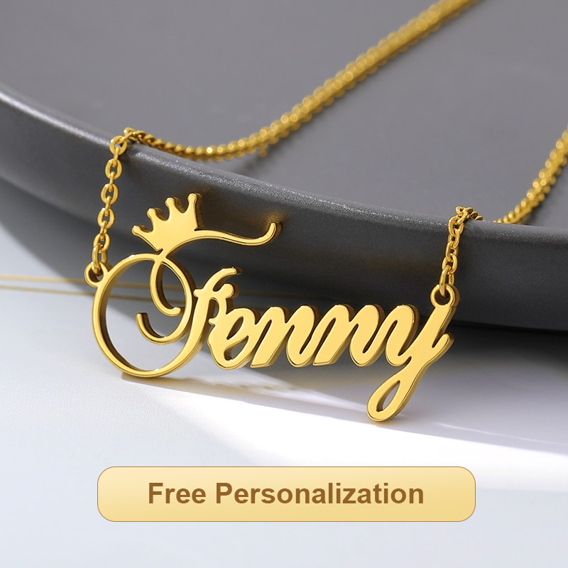 Vnox Personalized Name Necklace, Low Allergy Stainless Steel Women's Necklace for Giving Girls' Birthday Jewelry