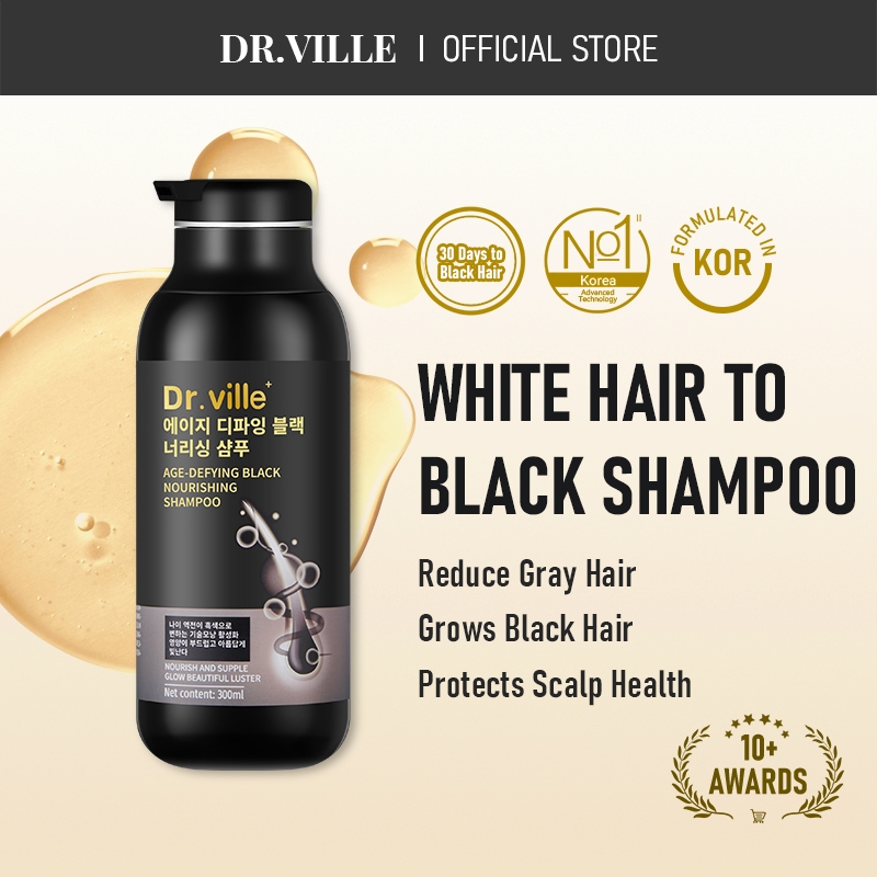 Dr.Ville Black Hair Shampoo Hair Dye Shampoo White Hair Repair Black Nourishing Shampoo (300ml)