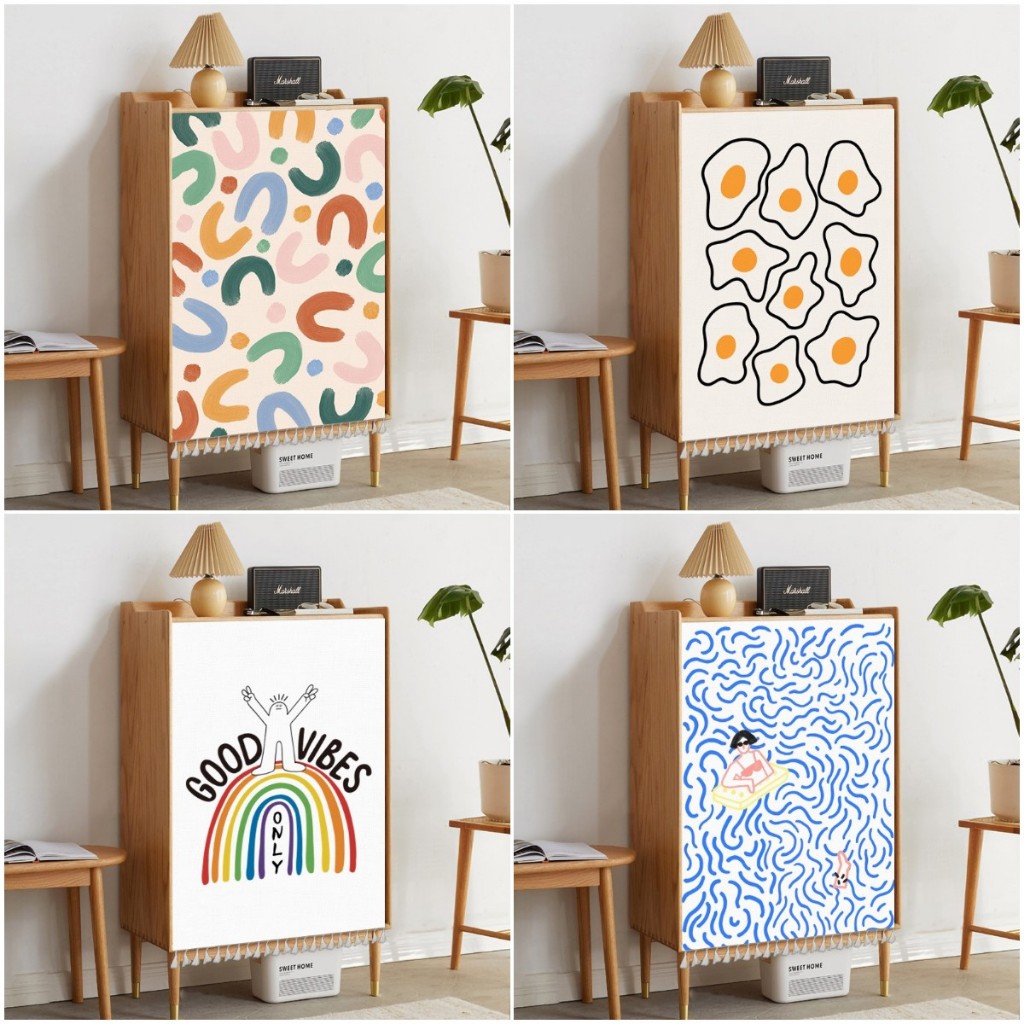 Custom Kitchen Cabinet Curtain Self Adhesive Cotton Linen Kitchen Sink Cover Curtain Anti-dust Short Shoe Cabinet Curtain