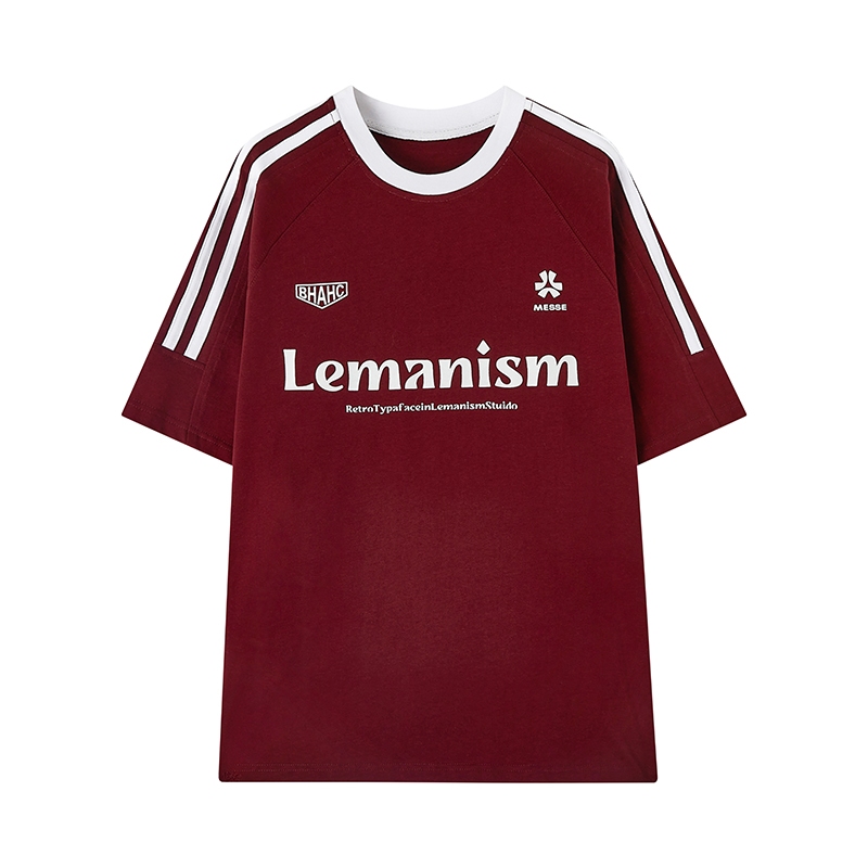 Lemanism Pure cotton short-sleeved casual loose red T-shirt unisex