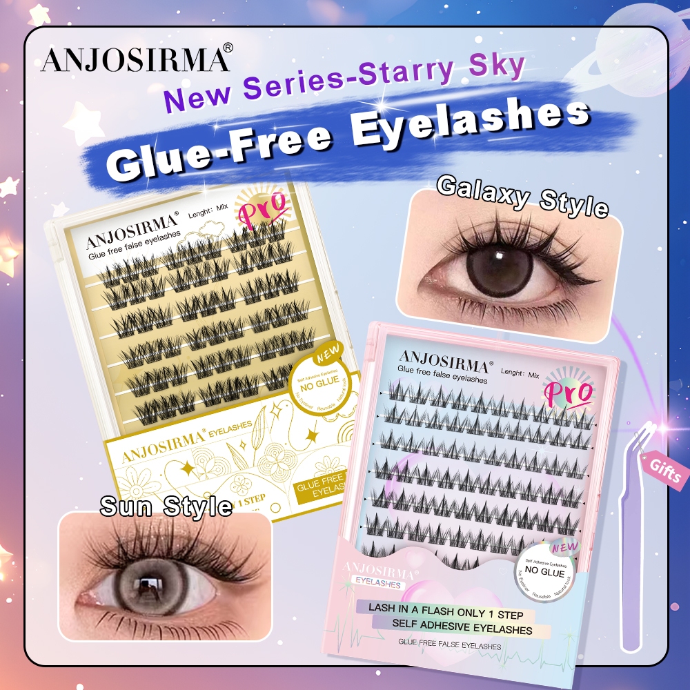 [New Series]ANJOSIRMA Glue-free False Eyelashes For Beginners Natural Curling Eyelashes Soft & Comfortable Wearing No Need Use Glue Reusable Fake Eyelashes