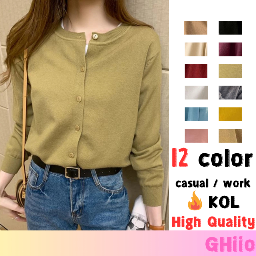 ?GHIIO? [ready stock in Malaysia] Sedia Wanita Kardigan Women Knitted Outer Knitted Cardigan 外搭长袖针织衫开衫外套