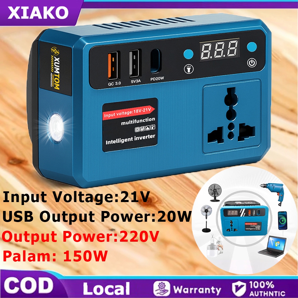 🔥Malaysia Delivery🔥 Household inverter Power Converter 21V to 220V Original Pure sine wave Inverter Car Power Transformer Bekalan kuasa Adapter Gelombang sinus tulen Penyongsang Power Inverter Penukar Suitable for 150W high-power electrical appliances 逆变器