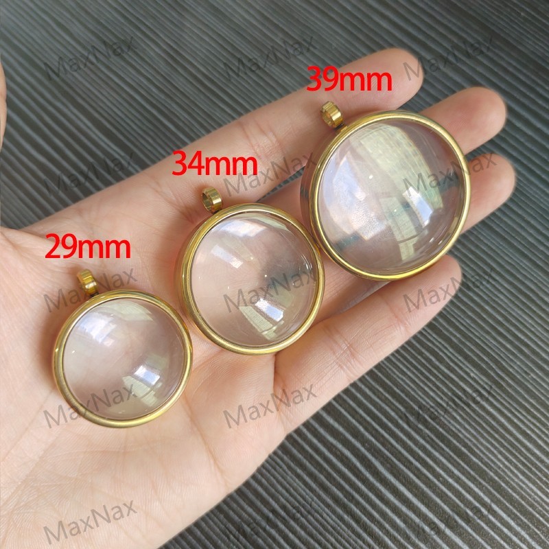 Double Curved Floating Glass Living Memory Locket Pendant Stainless Steel