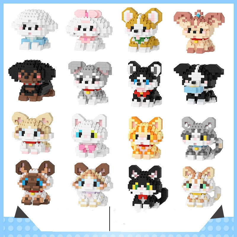 Wheatfield Life Store Compatible with Lego Cats Dogs Animals Husky Orange Cats Educational Building Blocks Assembling