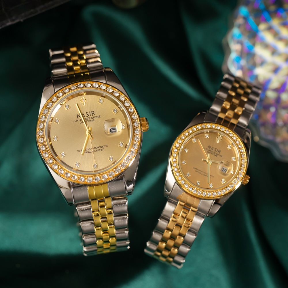 NASIR Light Luxury Workplace Hollow Mechanical Style Diamond Calendar High-End Watch [826]