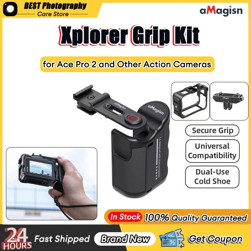 【STOCK】aMagisn Xplorer Grip Kit for Insta360  Ace Pro 2/ Ace Pro,ABS Plastic Camera Grip with Shutter Button for Insta360 Accessories