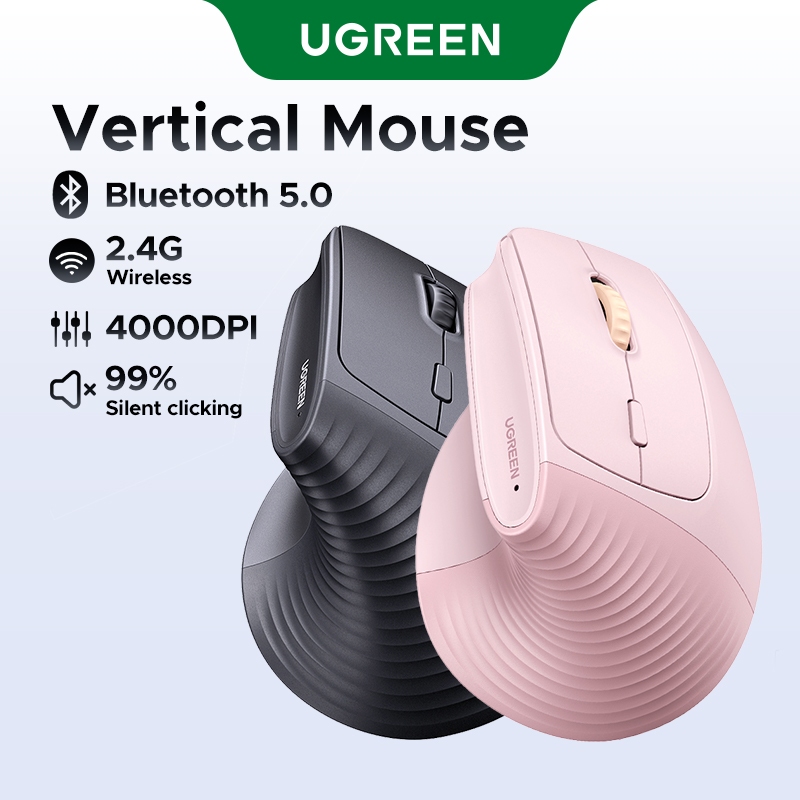 UGREEN Vertical 4000DPI 2.4G Ergonomic Wireless Silent Click Mouse 4-speed adjustable 10M stable transmission for Laptop PC Windows