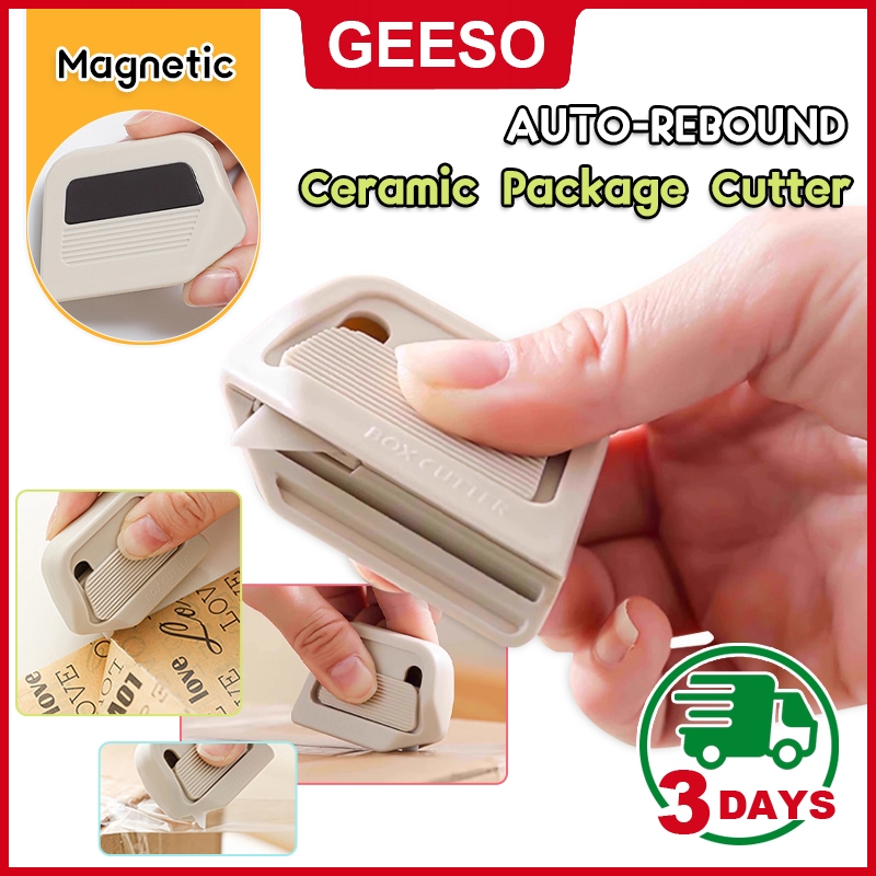 GEESO Portable Ceramic Unboxing Knife Creative Automatic Rebound Type Magnetic Suction Anti-Stick Unboxing Safety Knife Unpacking Express 磁吸开箱刀