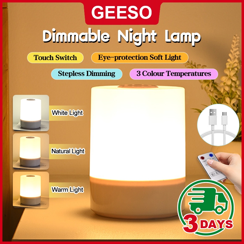 GEESO Dimmable Night Lamp LED Touch Lights USB Dim Light Small Bedside Lamps Rechargeable For Bedroom Sleeping Lamp 床头小夜灯
