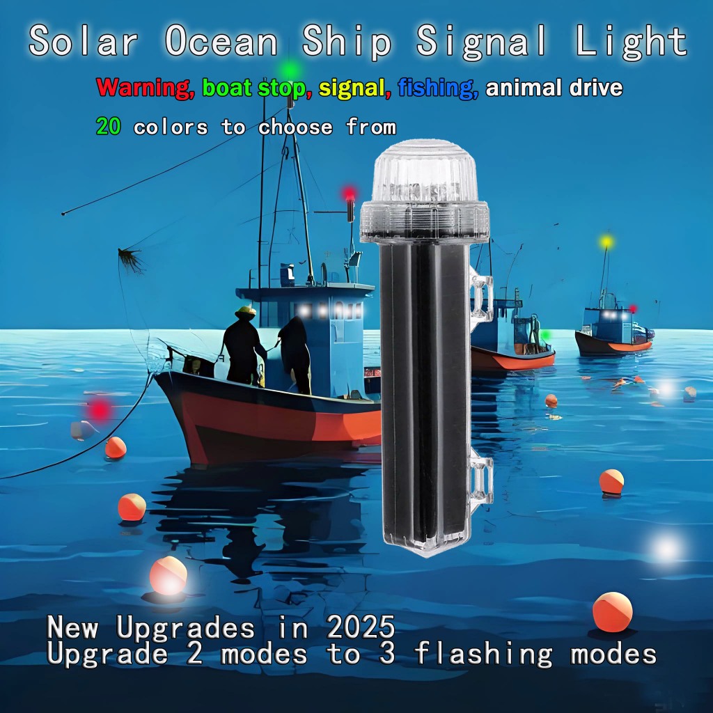 ☬ Marine Supplies ☬Solar Net mark Light Underwater Strobe Automatic Light Control Waterproof Sea Fishing Signs Sea Signal Light Marine Boat Navigation Lights Tri Color Flash Signal