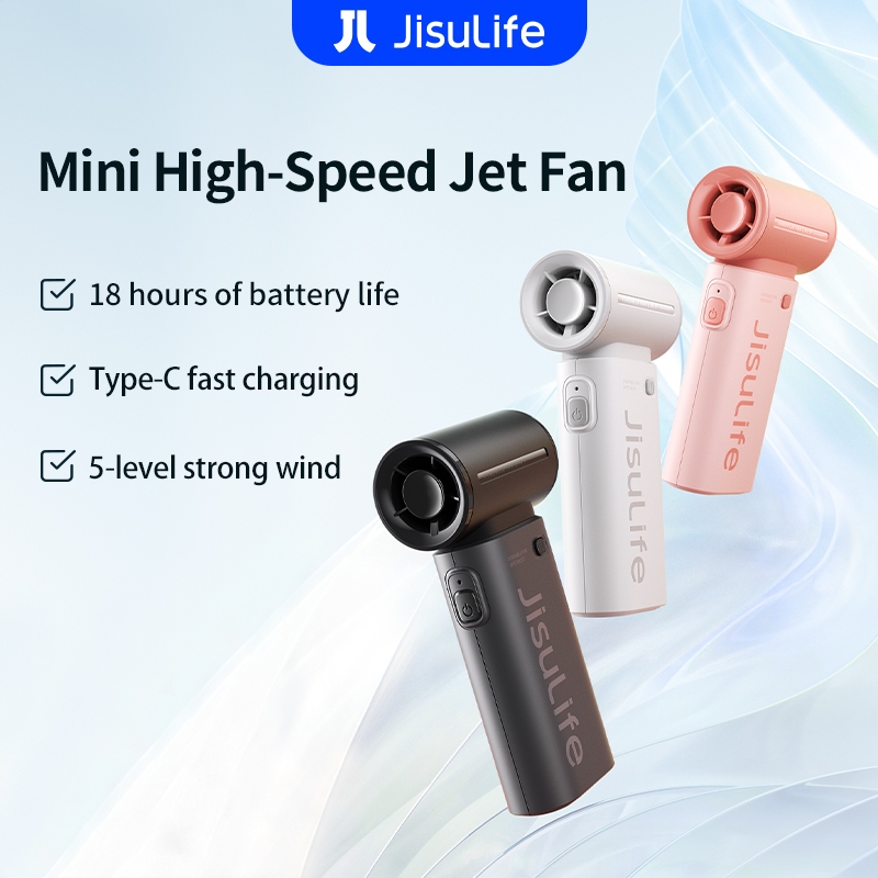 JisuLife Handheld Fan Life 9 Mini Jet Fan Portable 5000mAh 5 speeds Strong wind Pocket for Ourdoor camping  kipas tangan