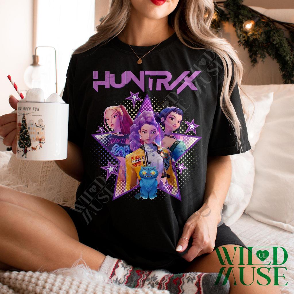 Fashion Kpop Huntrix Demon Hunters T-Shirt Kpop Huntrix Tee, Mira, Rumi, Zoey, Derpy Tiger Tee, Gift for Huntrix fans, Saja Boys Fans