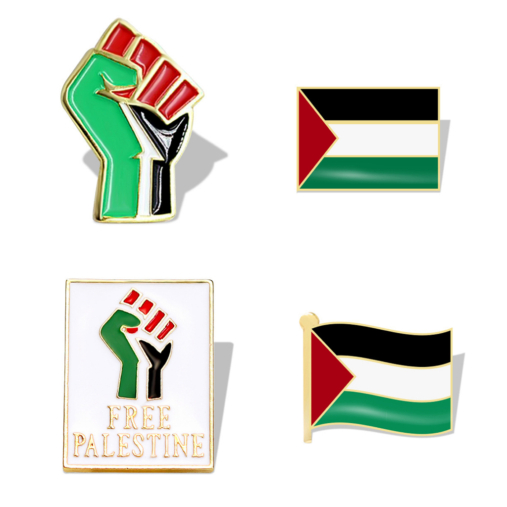 Palestinian Flag Enamel Pin Brooch Badge National Symbol Solidarity Jewelry Gold Silver Plating Chest Pin