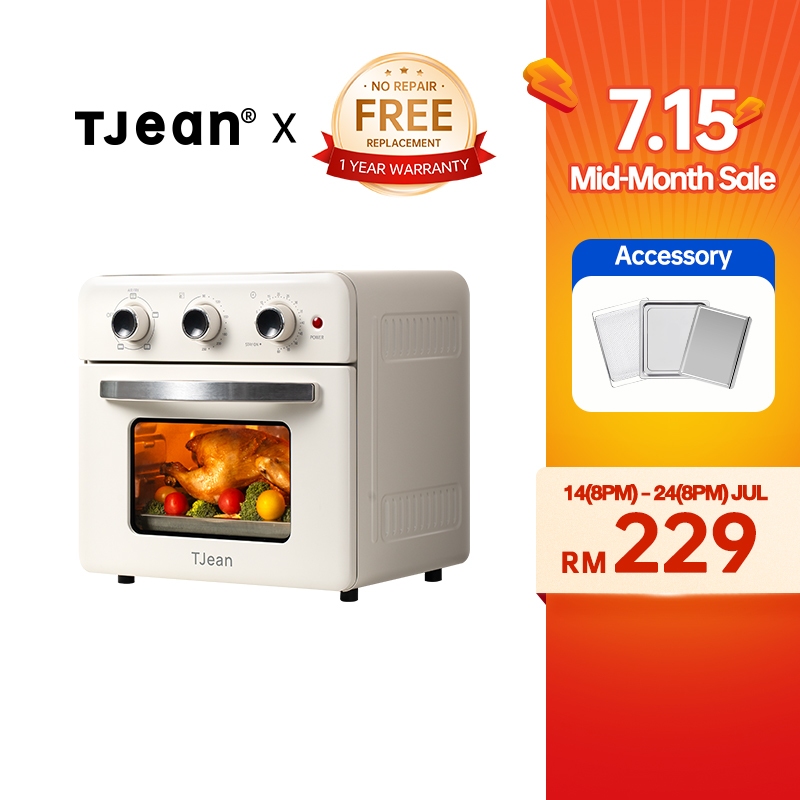 TJean Air Fryer Oven Cooker Inverter 18L Multifunctional Household multiplayer Electricity Toaster Rotisserie Bake Grill and Dehydrator Temperature Control Smart