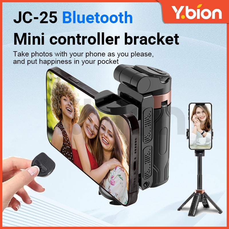 MY Stock Mini 3-in-1 Selfie Stick Tripod Stabilizer - Telescopic Portable Vlog Kit with Remote, Bluetooth, 360° Rotation & Fill Light - Universal Phone Holder for All Smartphones, Tra 迷你蓝牙自拍杆