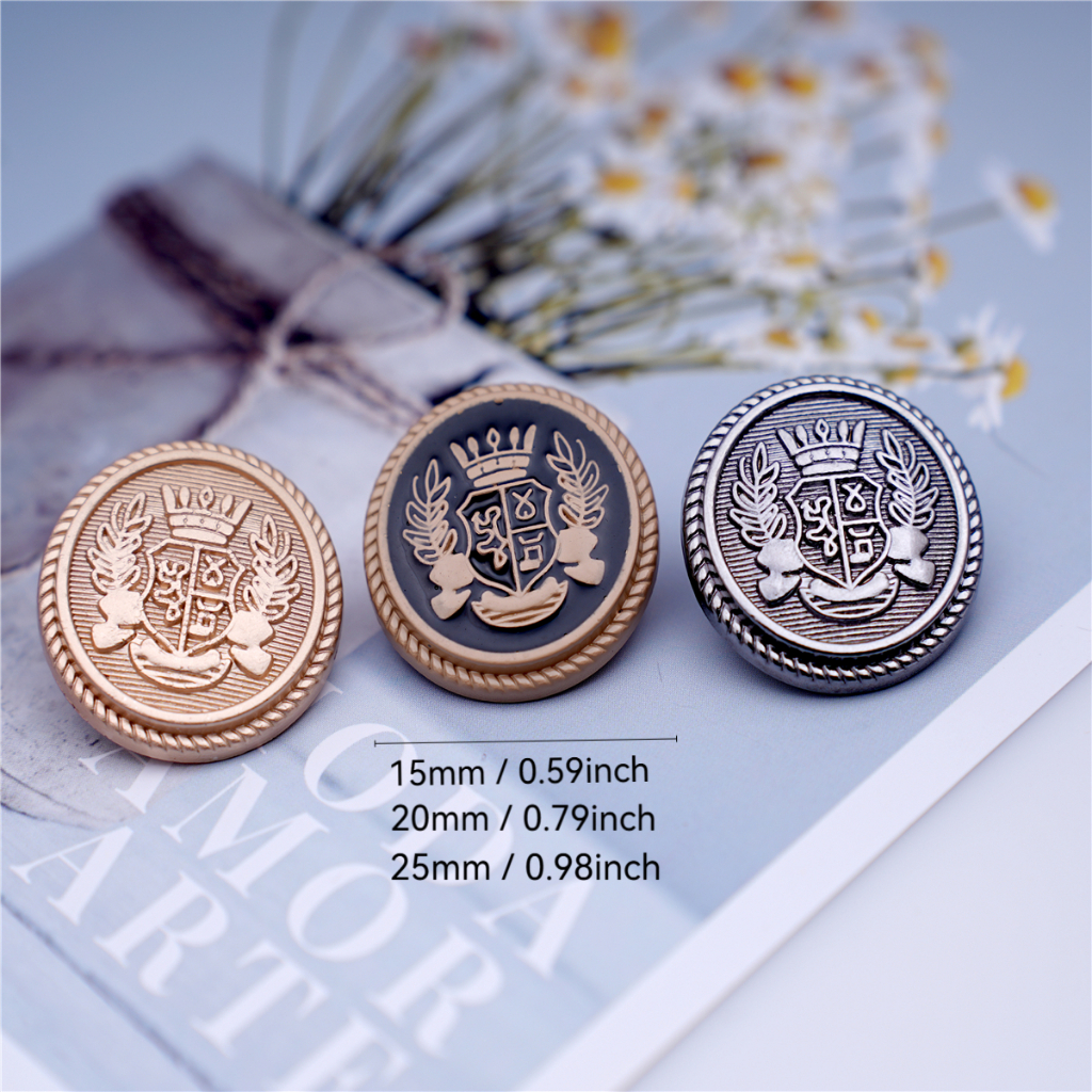 10 Pieces 15/20/25mm College Style Vintage Sewing Buttons Handicraft Accessories Gold Black Fashion Round Metal Buttons for Clothing