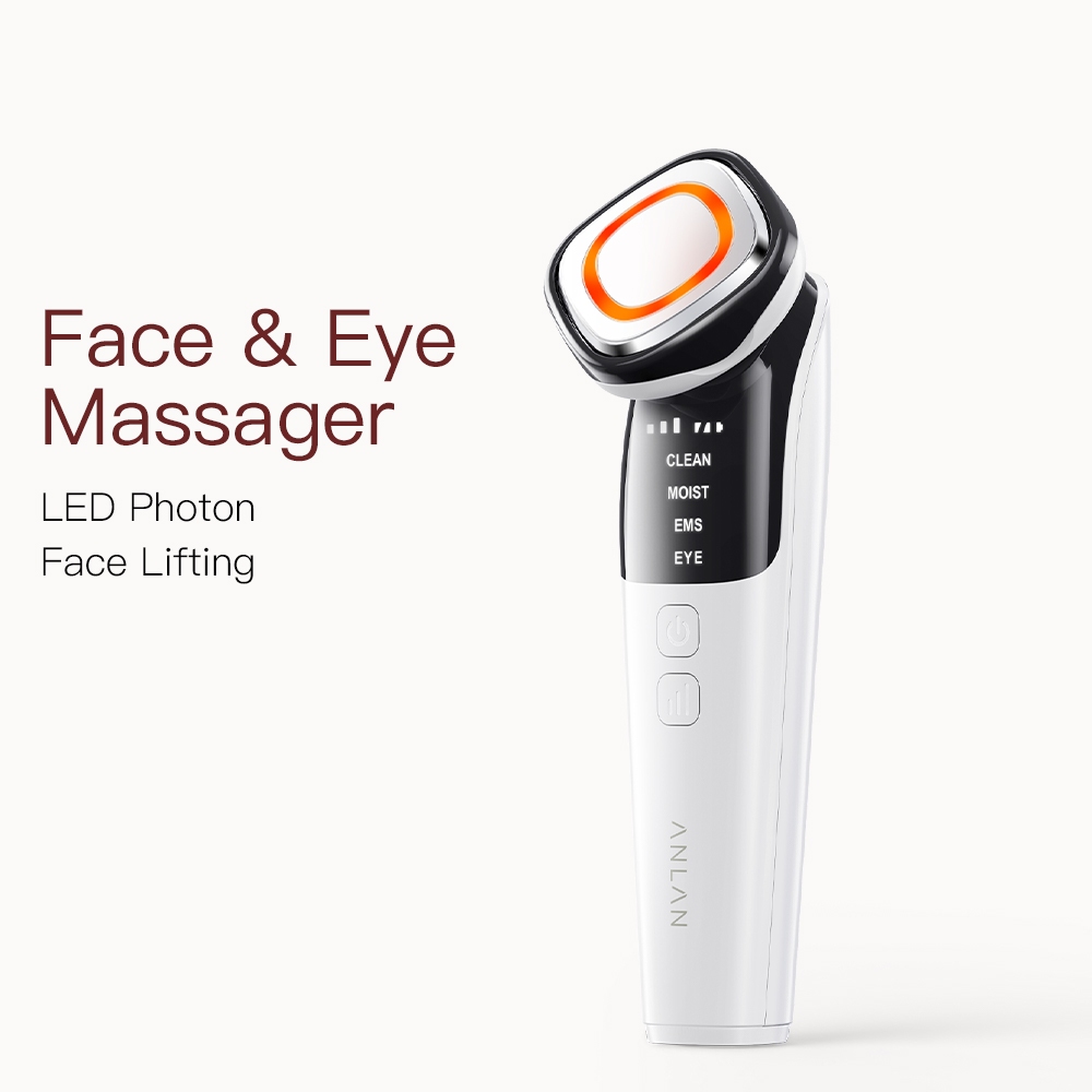 ANLAN EMS Facial Massager/EMS Eye Massager LED Light Therapy Sonic Vibration Anti-Wrinkle Anti-Aging Skin Care Device