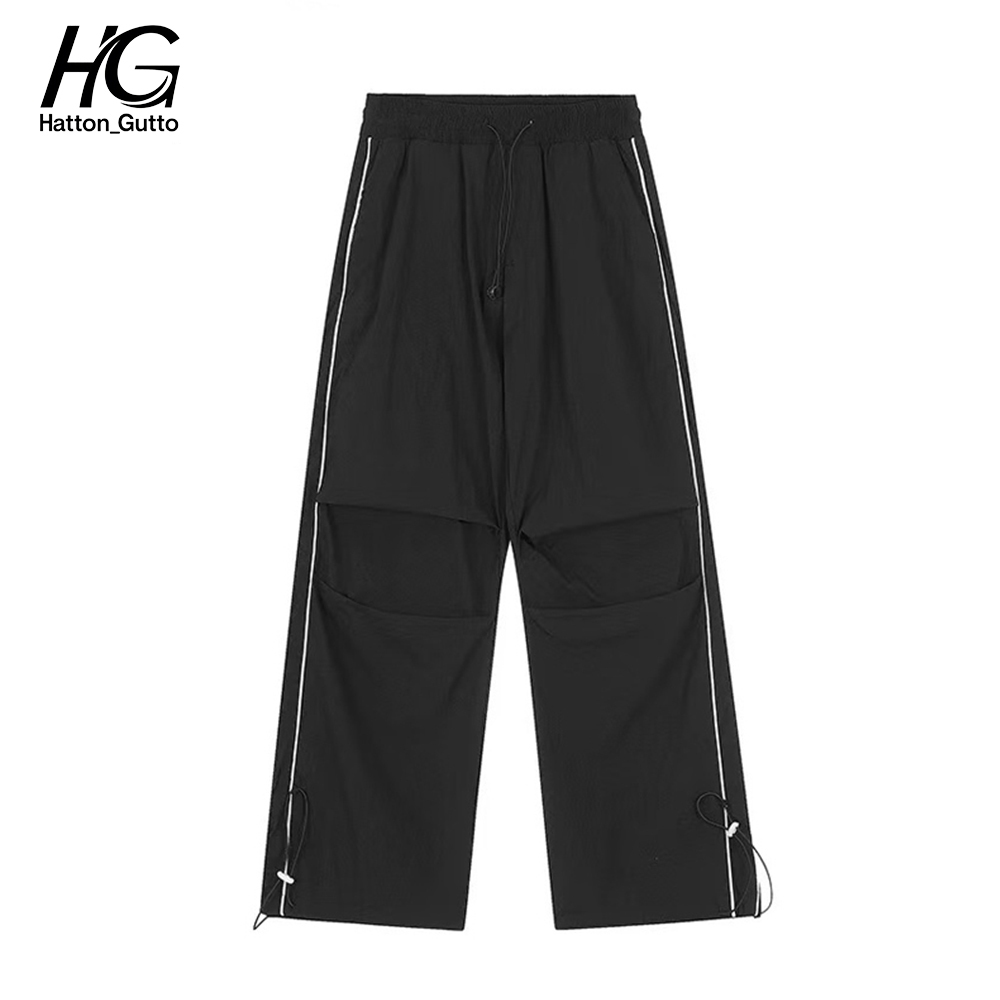 Hattongutto COD Straight length pants, medium waist, slouchy, handsome, fashionable and fashionable casual pants, Hong Kong fashion, summer, colorpure , youth and fashion