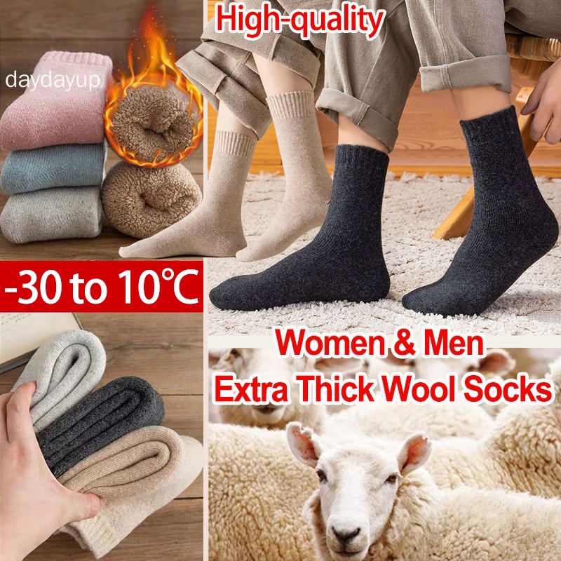 Wool Socks Extra Thick Men Women Winter Velvet Warm Fleece Socks Soft Casual Socks Cold Resistant Cashmere Socks Medium Length Socks
