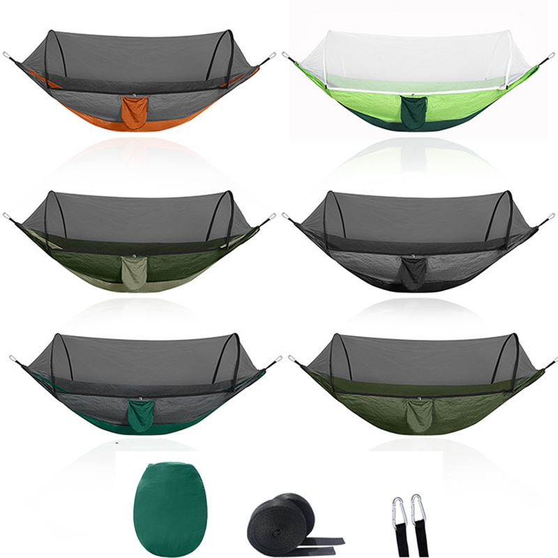 Quick Setup Hammock with Mosquito Net - Sunshade & Bug Proof Outdoor Gear for Picnic & Jungle Survival