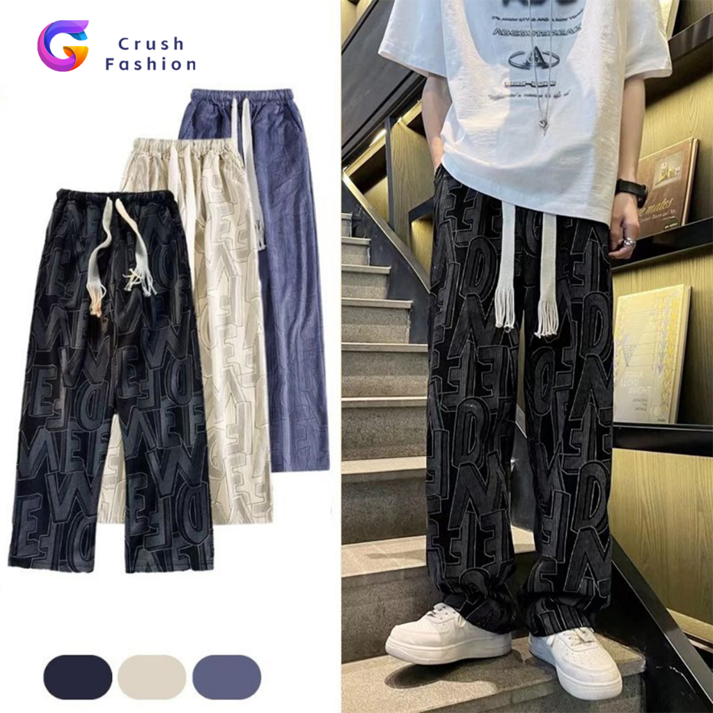 Crush Fashion High Quality Corduroy Pants for Men Korean Baggy Straight Cut Slacks Slocks Trouser Pants Man Unisex