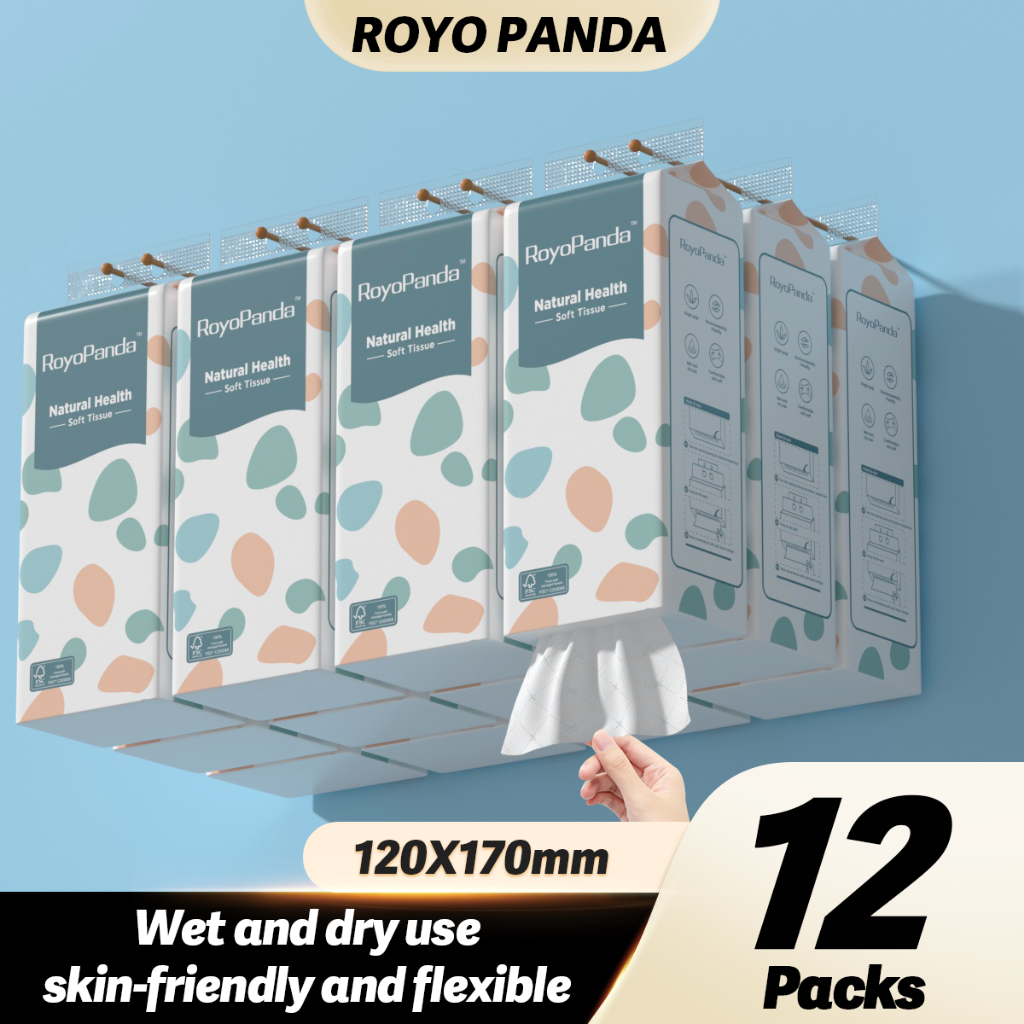 【12 Packs】RoyoPanda Hanging Tissue Tissue Gantung Tisu Gantung Viral Tisu Viral  Facial Tissue Tissue Paper 120*170mm 2760 Pulls