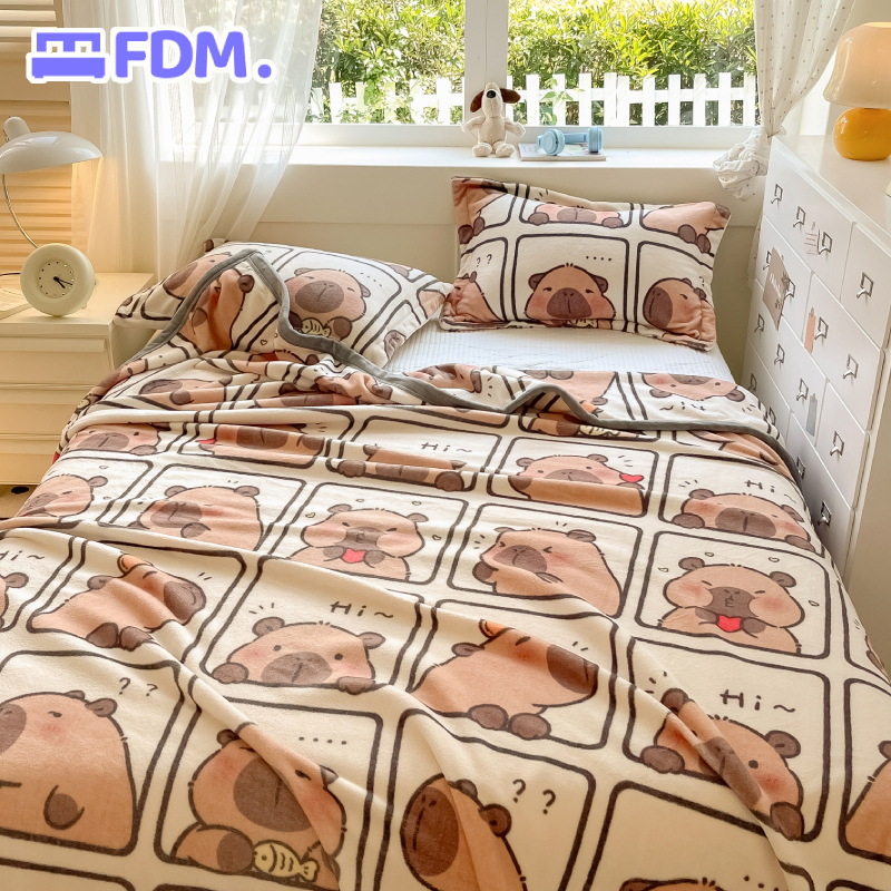 FDM Breathable Non-Shedding Coral Fleece Blanket - Single/Queen/King