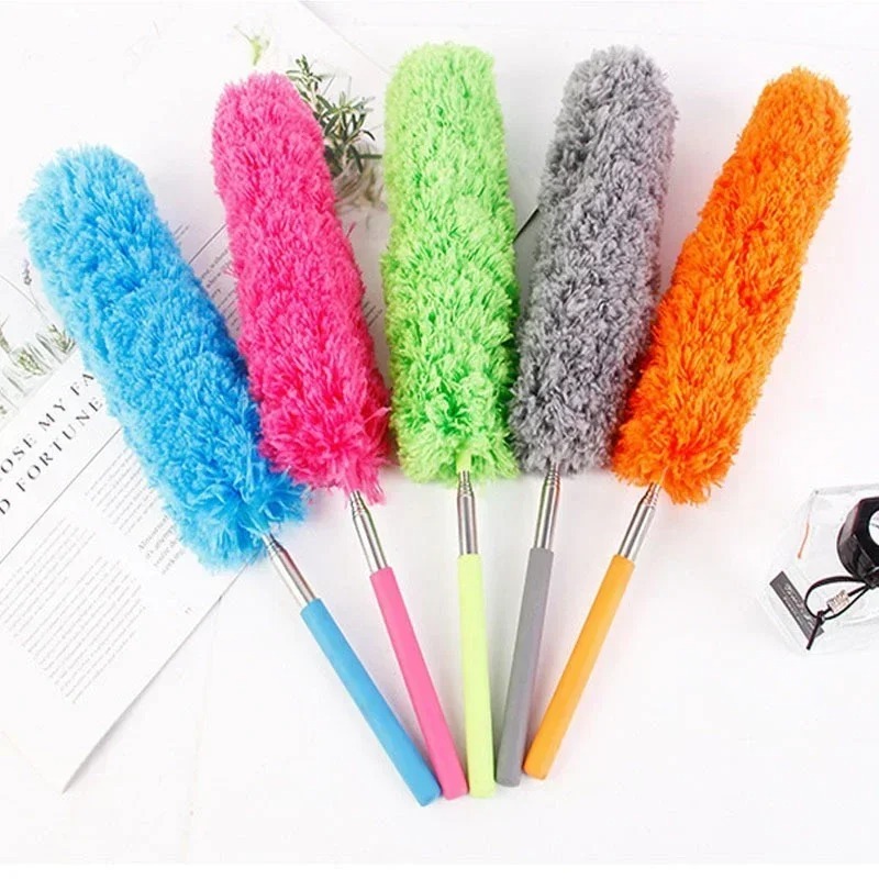 SHYUEYUE Electrostatic Dust Duster Telescopic Flexible Stainless Steel Household Feather Duster Cleaning Tool Microfiber Dust Brush