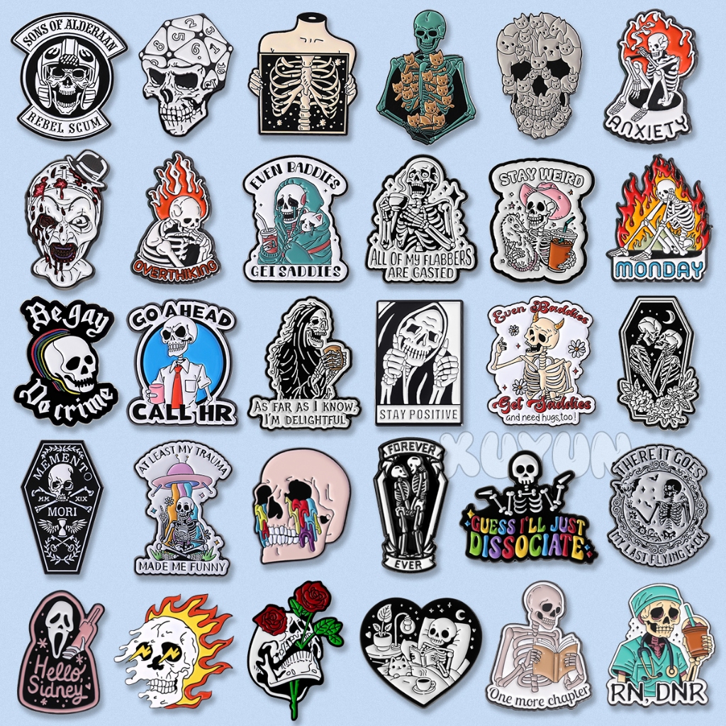 Halloween Horror Skull Metal Brooch Dinosaur Skull Badge Animal Enamel Pin Costume Backpack Accessories Gift Jewelry