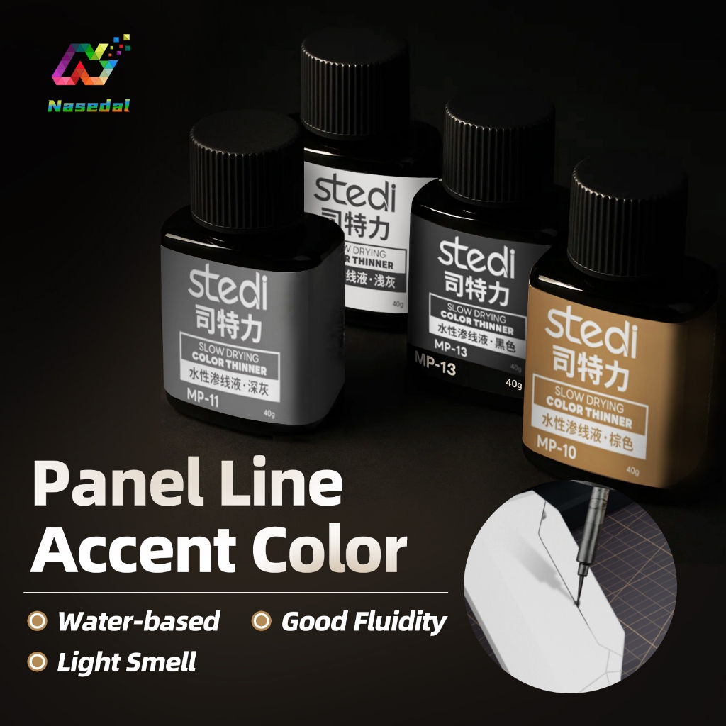 Stedi MP-10~MP-13 40g Water Based Panel Line Paint Plastic Model Weathering Color for Gundam Gunpla Military Model Hobby Painting Tools DIY