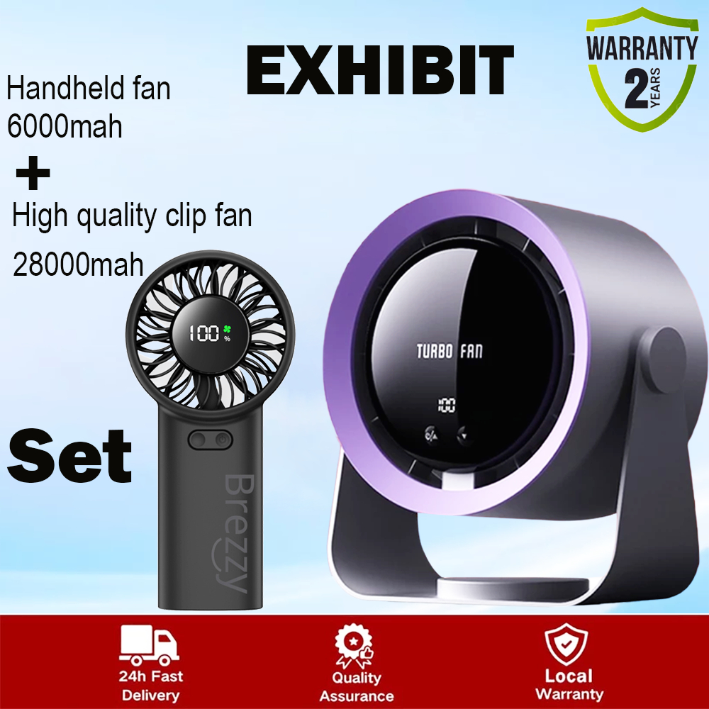 kipas meja fan 100 Speed ​​Portable Circulation Fan Wall Mounted Desktop 7 Blades High Speed ​​Turbine Air Circulation Fan Desk Fan Wall Fan Adjustable USB Digital 空气循环风扇Display 4000mah Large Capacity