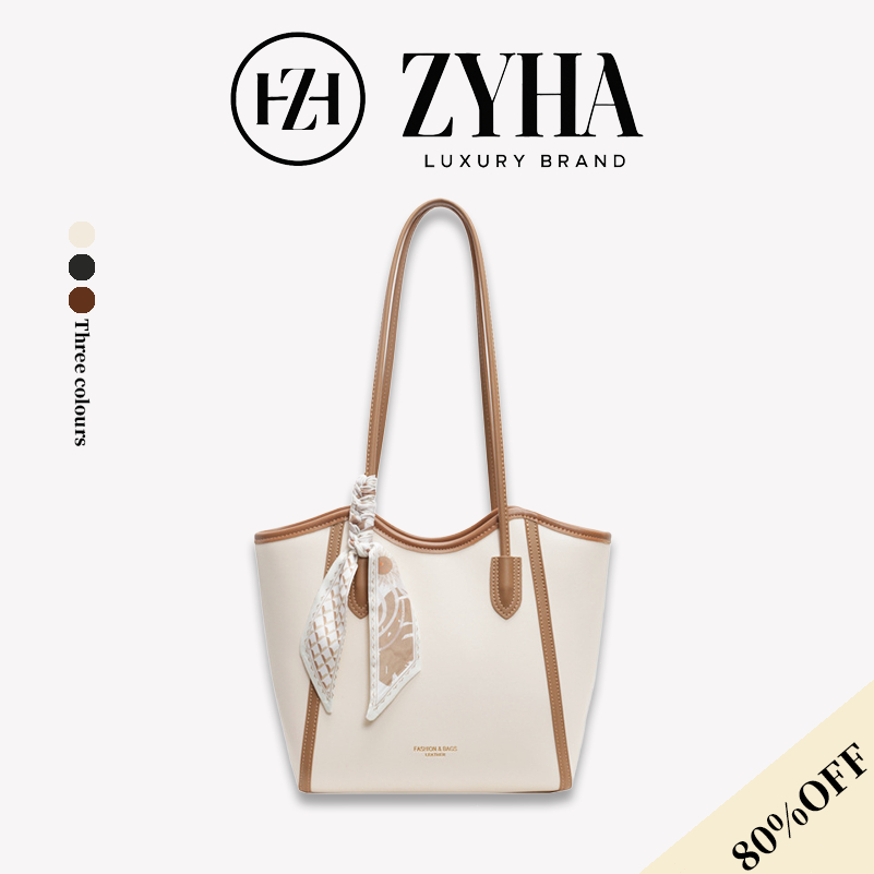ZYHA Totebag Women PU Leather Large Capacity Shoulder Bag Fashion Casual Tangan Beg Wanita