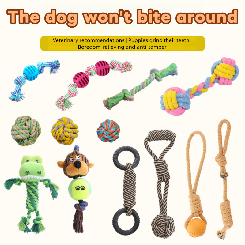Pet Supplies Dog Cotton Knot Toy Large Set Teeth Cleaning Durable Chew Toy Relieve Boredom Bendable Anti-Clogging Dog Toy