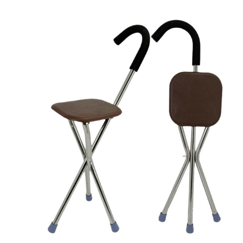 Cane Stool Thickened Stainless Steel Elderly Outdoor Travel Cane Chair 、walking aid、walking cane、tongkat orang tua、tongkat lipat、tongkat 4 kaki、Foldable walking stick for elderly、tongkat kaki 4、拐杖椅子&& * &